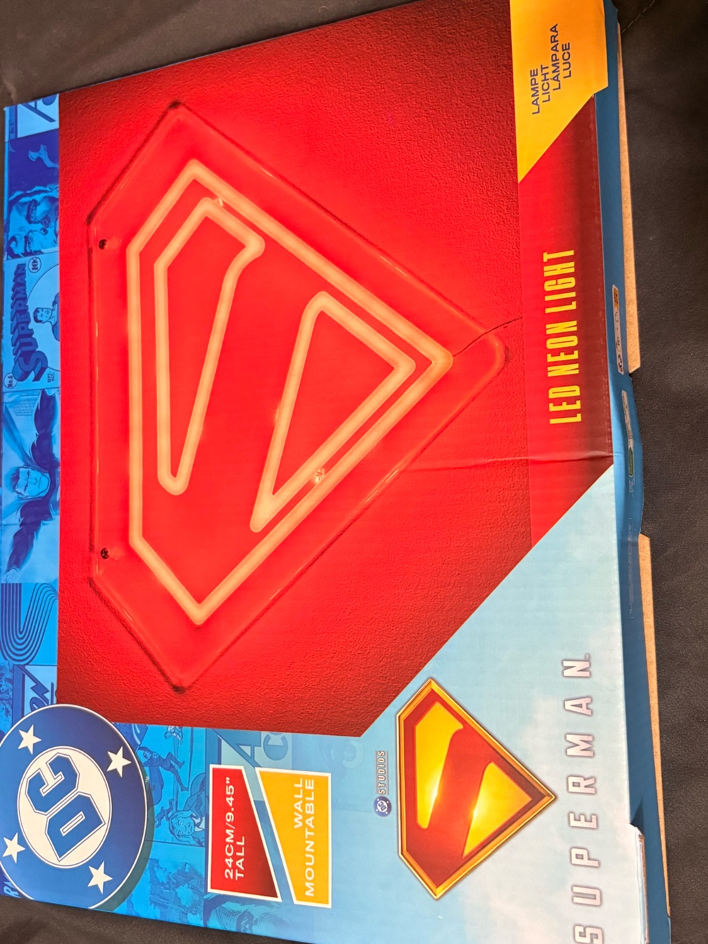 DC Superman LED Neon Shield Light in Red and Yellow